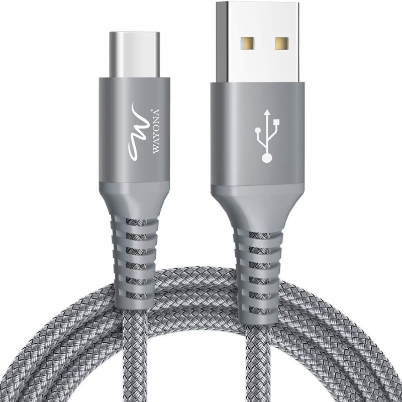 Wayona Type C Cable Nylon Braided Usb C Quick Charger Fast Charging Cord For Tablets Samsung Galaxy - (1M, Grey) Wayona Type C Cable Nylon Braided Usb C Quick Charger Fast Charging Cord For Tablets Samsung Galaxy - (1M, Grey)