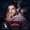 Hunterspider Gaming Headset Headphones for PS4 PS5 Switch Xbox One PC with Microphone, Noise Reduction Surround Sound & LED Light (Red)