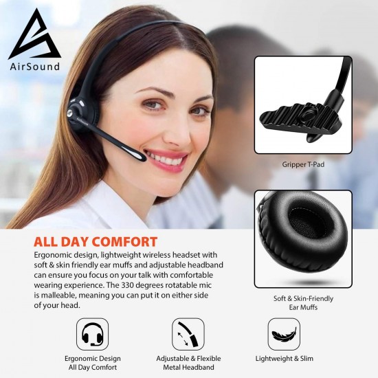 AirSound M6 Pro Bluetooth V5.0 Wireless Headset | Flexible Microphone, for Conference Calls