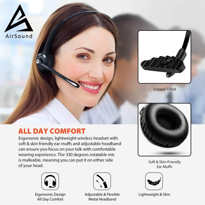 AirSound M6 Pro Bluetooth V5.0 Wireless Headset | Flexible Microphone, for Conference Calls AirSound M6 Pro Bluetooth V5.0 Wireless Headset | Flexible Microphone, for Conference Calls