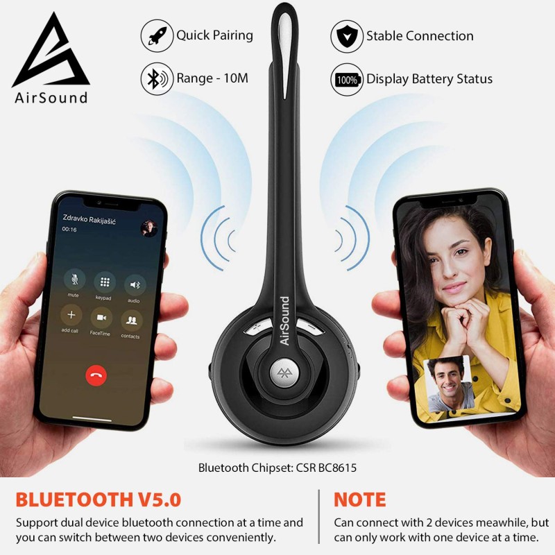 AirSound M6 Pro Bluetooth V5.0 Wireless Headset | Flexible Microphone, for Conference Calls AirSound M6 Pro Bluetooth V5.0 Wireless Headset | Flexible Microphone, for Conference Calls