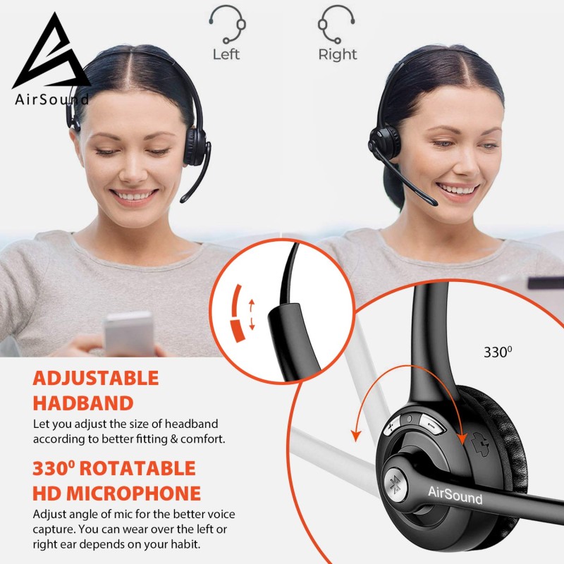 AirSound M6 Pro Bluetooth V5.0 Wireless Headset | Flexible Microphone, for Conference Calls AirSound M6 Pro Bluetooth V5.0 Wireless Headset | Flexible Microphone, for Conference Calls