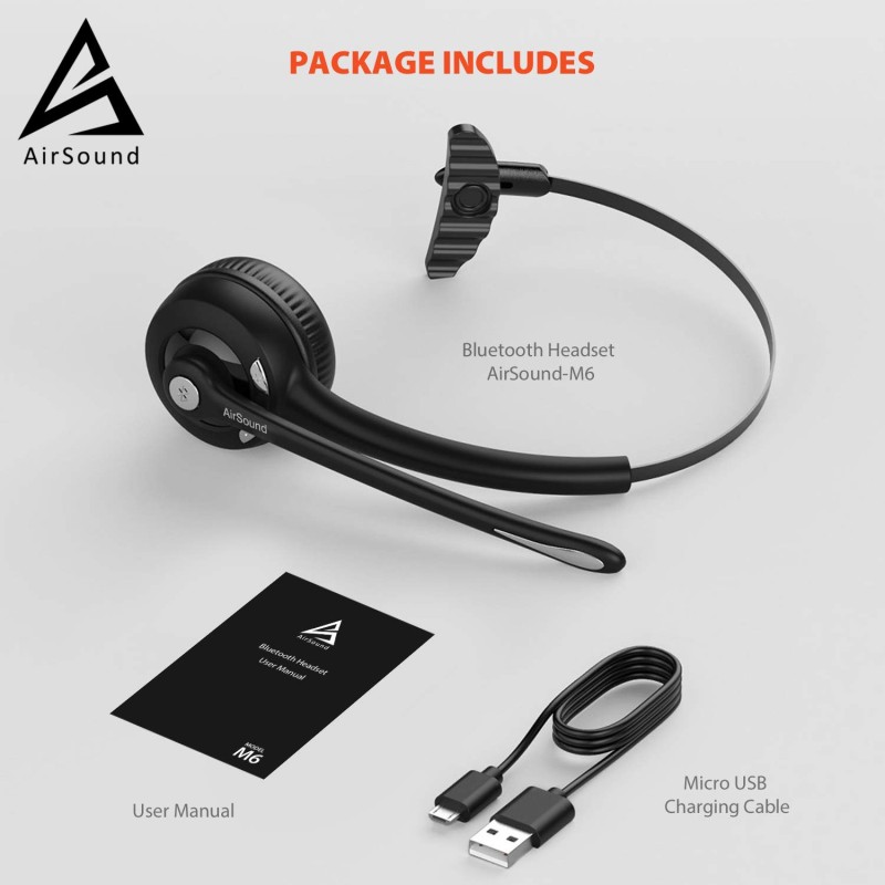 AirSound M6 Pro Bluetooth V5.0 Wireless Headset | Flexible Microphone, for Conference Calls AirSound M6 Pro Bluetooth V5.0 Wireless Headset | Flexible Microphone, for Conference Calls