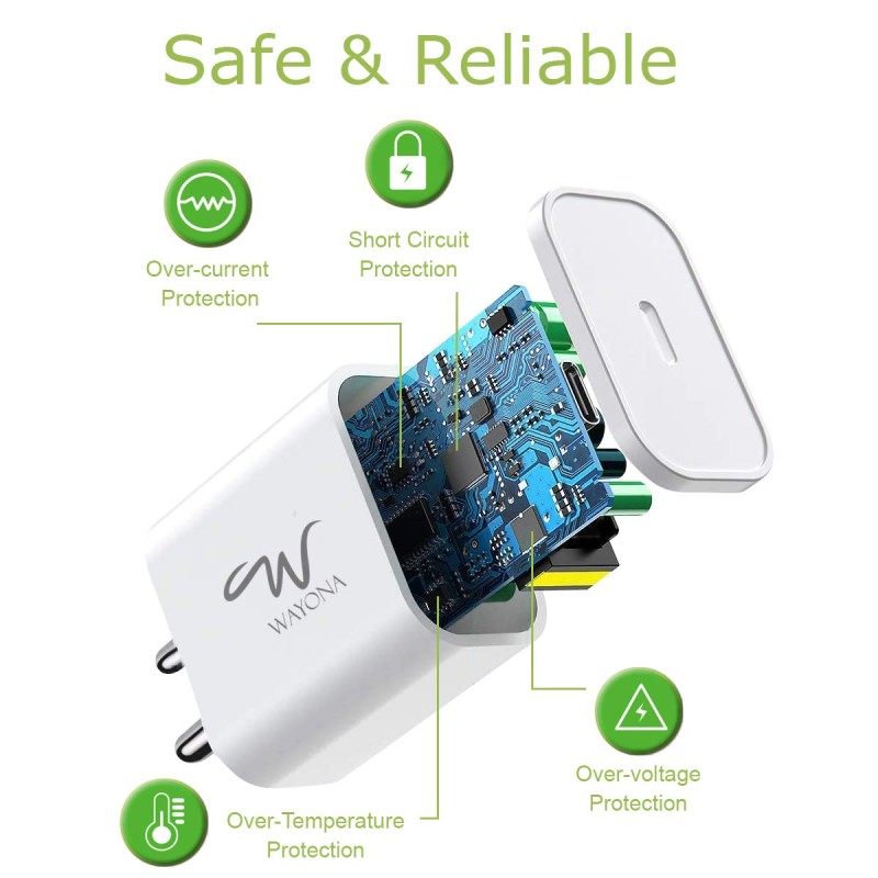 Wayona 20W USB C PD/QC Fast Charging Adapter Compatible Wayona 20W USB C PD/QC Fast Charging Adapter Compatible