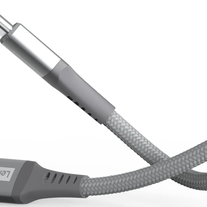 Lenovo USB C to Type-C Tangle-free Aramid fiber braided 1.2m cable - Metallic Grey