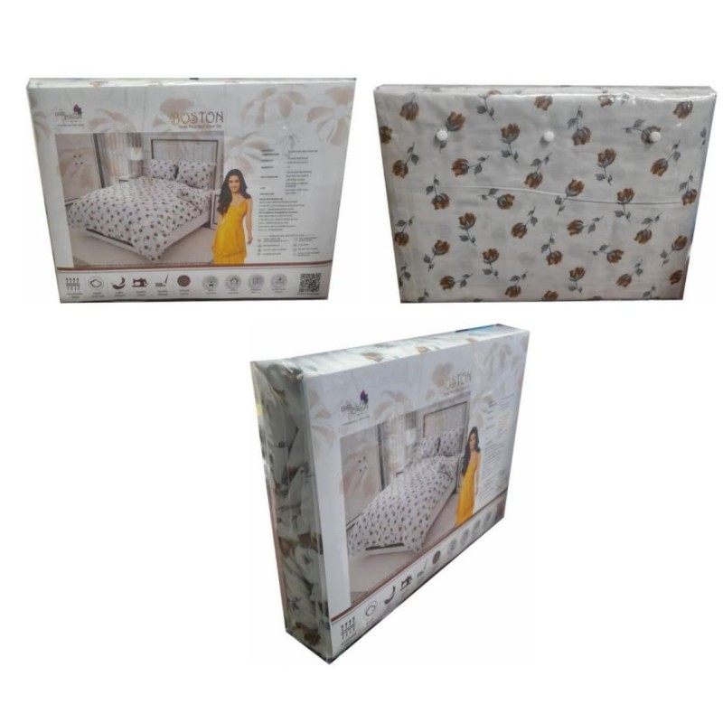 Bella Casa, Double Bedsheet Set with 2 Pillow Covers - Cotton -Boston Bella Casa, Double Bedsheet Set with 2 Pillow Covers - Cotton -Boston