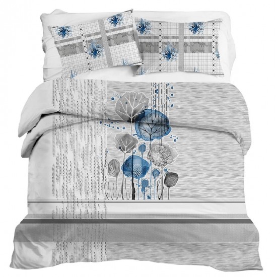 Bella Casa, Double Bedsheet Set with 2 Pillow Covers 100% Cotton -Cruise