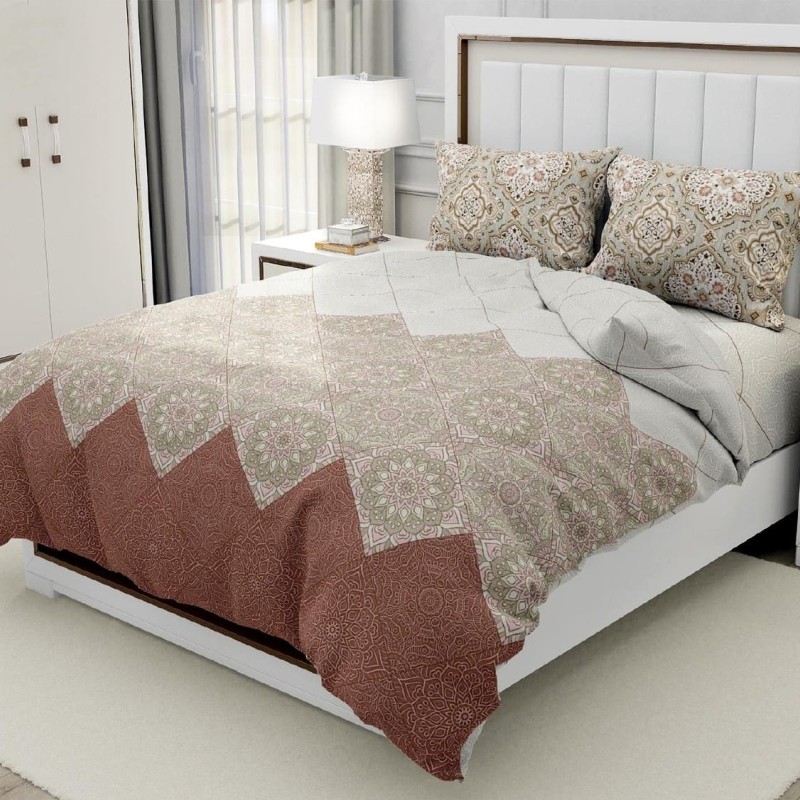 Bella Casa, Double Bedsheet Set with 2 Pillow Covers 100% Cotton -Crystal Bella Casa, Double Bedsheet Set with 2 Pillow Covers 100% Cotton -Crystal