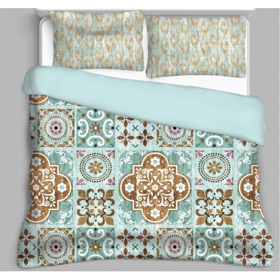 Bella Casa, Double Bedsheet Set with 2 Pillow Covers 100% Cotton -Essence (Comforter Set)