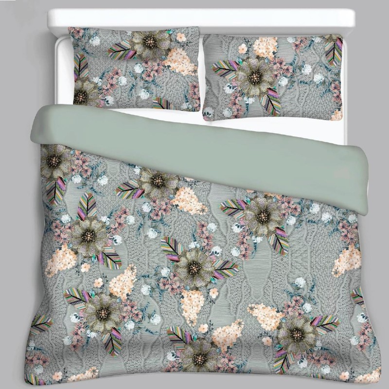 Bella Casa, Double Bedsheet Set with 2 Pillow Covers 100% Cotton -Gulmarg Bella Casa, Double Bedsheet Set with 2 Pillow Covers 100% Cotton -Gulmarg