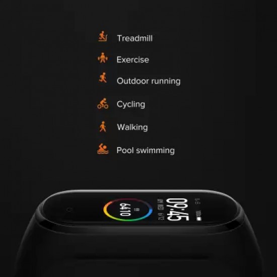 Mi Smart Band 4  (Black Strap, Size : Regular)