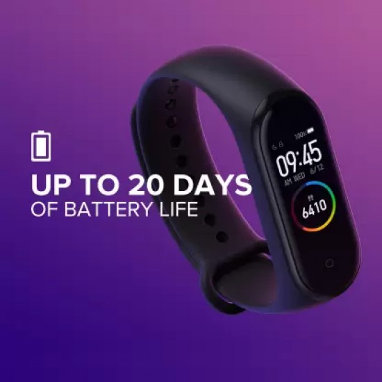 Mi Smart Band 4  (Black Strap, Size : Regular)