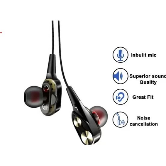 PTron Boom 2 4D Earphone Wired  (Gold, Black, In the Ear)