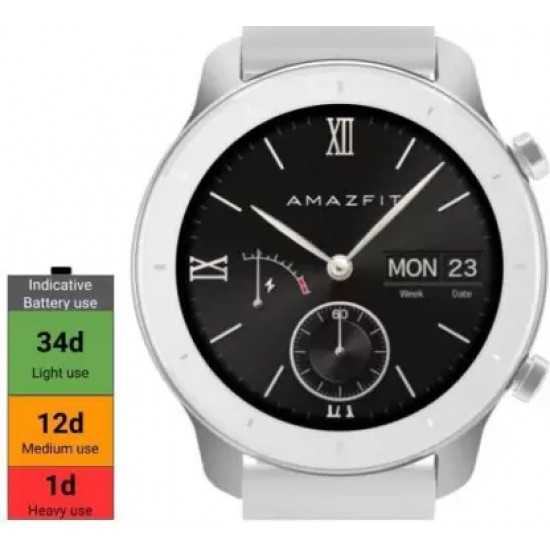 huami Amazfit GTR 42 mm Smartwatch  (White Strap, Regular)