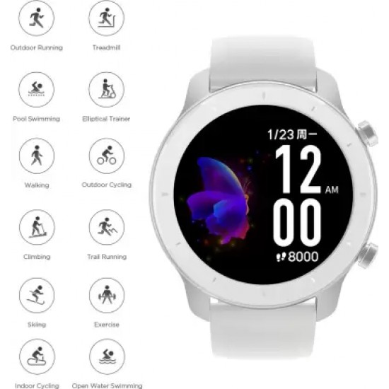 huami Amazfit GTR 42 mm Smartwatch  (White Strap, Regular)