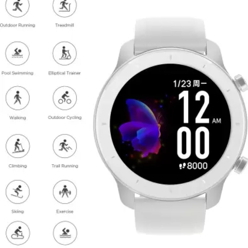 huami Amazfit GTR 42 mm Smartwatch  (White Strap, Regular)