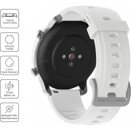 huami Amazfit GTR 42 mm Smartwatch  (White Strap, Regular)