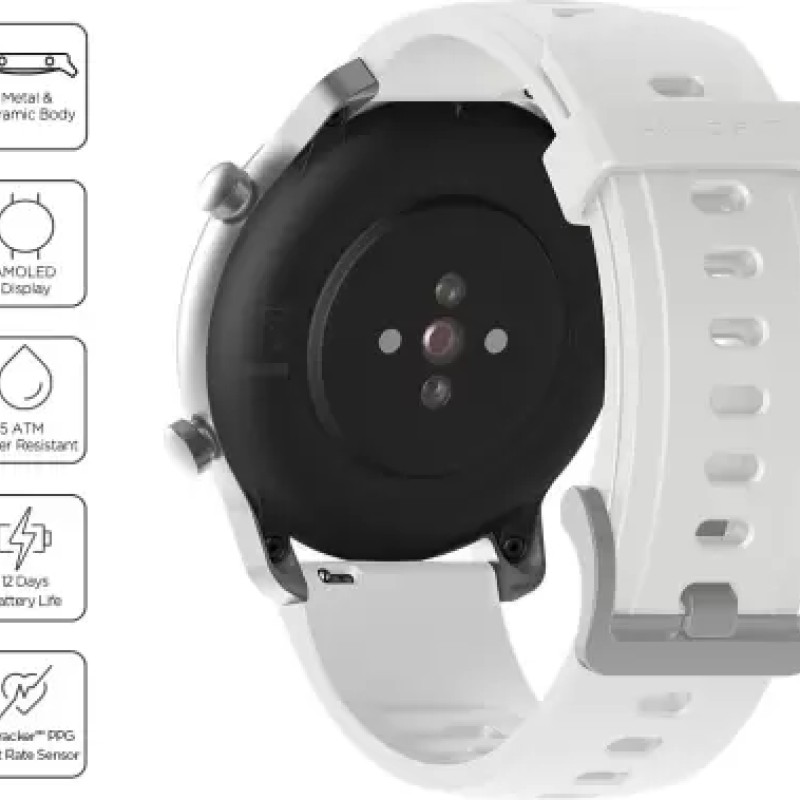 huami Amazfit GTR 42 mm Smartwatch  (White Strap, Regular)