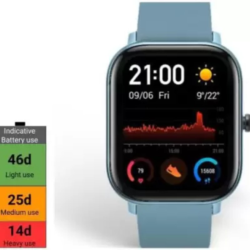 huami Amazfit GTS 1,65 HD AMOLED Ultrathin and lightweight metal body Smartwatch  (Blue Strap, Regular)