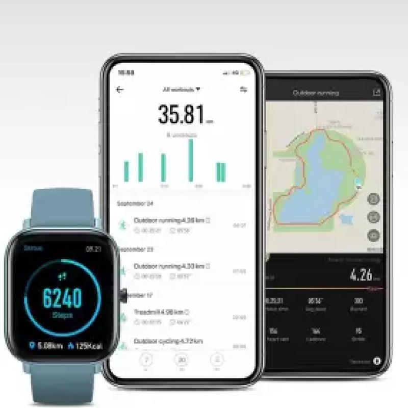 huami Amazfit GTS 1,65 HD AMOLED Ultrathin and lightweight metal body Smartwatch  (Blue Strap, Regular)
