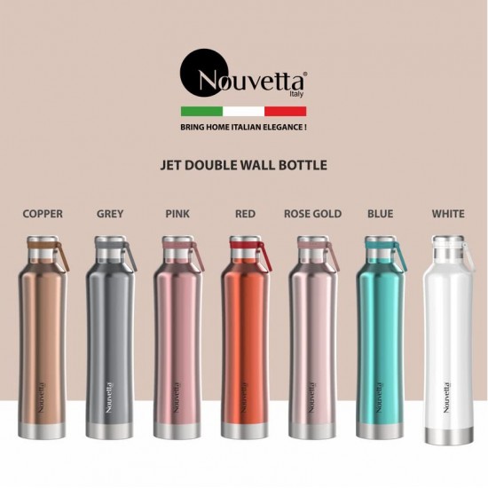 Nouvetta Jet Double Wall Stainless Steel Flask Bottle, 750 ml- Red