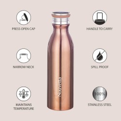 Emirates Double Wall Bottle - Copper 750 ml Bottle (Pack of 2, Copper, Steel)