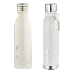 Double Wall Bottle - White 750 ml Bottle (Pack of 2, White, Steel)