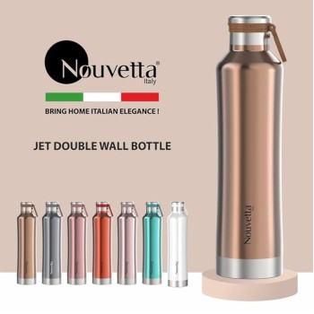 Nouvetta Etihad Double Wall Bottle - Copper 750 ml Bottle (Pack of 2, copper, Steel)