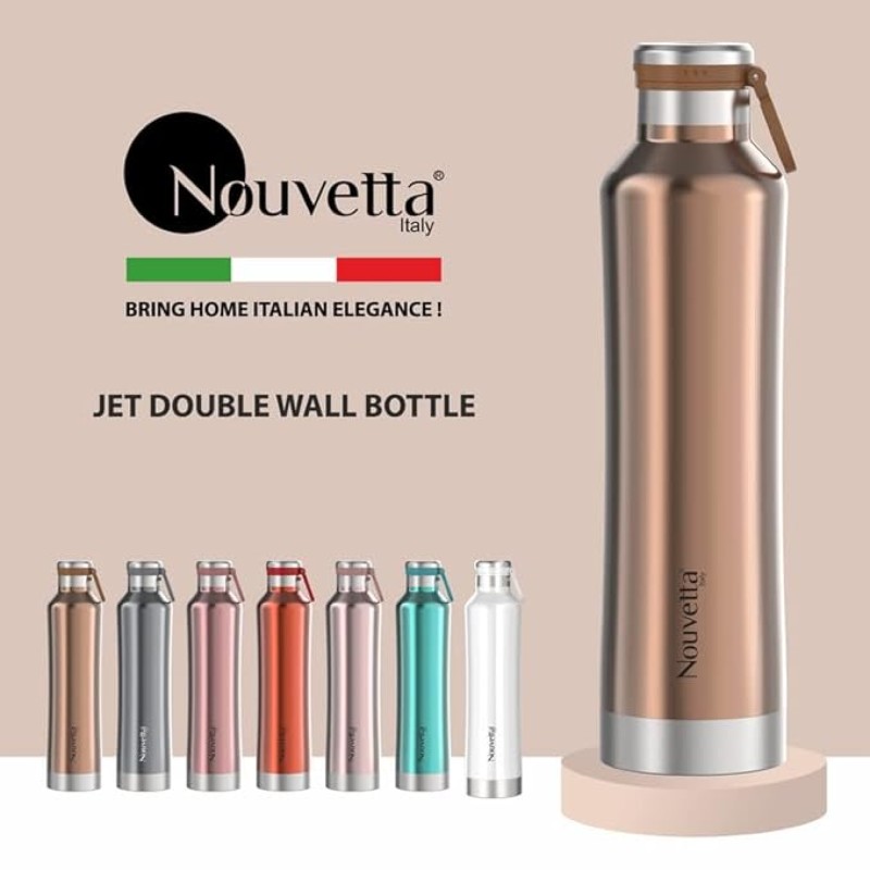 Nouvetta Etihad Double Wall Bottle - Copper 750 ml Bottle (Pack of 2, copper, Steel)