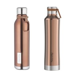 Etihad Double Wall Bottle - Copper 750 ml Bottle (Pack of 2, copper, Steel)