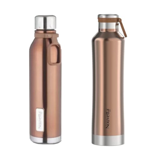 Etihad Double Wall Bottle - Copper 750 ml Bottle (Pack of 2, copper, Steel)