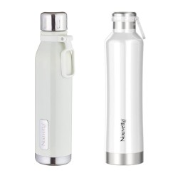 Etihad Double Wall Bottle - White 750 ml Bottle (Pack of 2, White, Steel)