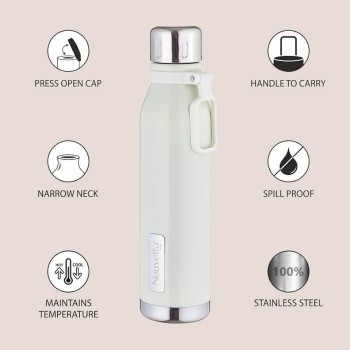 Nouvetta Etihad Double Wall Bottle - White 750 ml Bottle (Pack of 2, White, Steel) Nouvetta Etihad Double Wall Bottle - White 750 ml Bottle (Pack of 2, White, Steel)