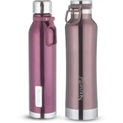 Etihad Double Wall Bottle - Rose Gold 750 ml Bottle (Pack of 2, Rose Gold, Steel)