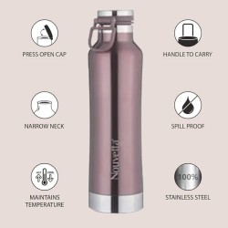 Etihad Double Wall Bottle - Rose Gold 750 ml Bottle (Pack of 2, Rose Gold, Steel)