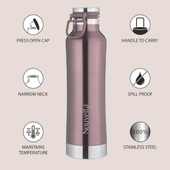 Nouvetta Etihad Double Wall Bottle - Rose Gold 750 ml Bottle (Pack of 2, Rose Gold, Steel) Nouvetta Etihad Double Wall Bottle - Rose Gold 750 ml Bottle (Pack of 2, Rose Gold, Steel)