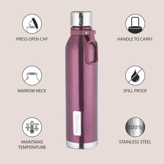 Etihad Double Wall Bottle - Rose Gold 750 ml Bottle (Pack of 2, Rose Gold, Steel)