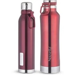 Etihad Double Wall Bottle - Red 750 ml Bottle  (Pack of 2, Red, Steel) 