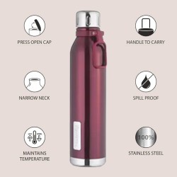 Etihad Double Wall Bottle - Red 750 ml Bottle  (Pack of 2, Red, Steel) 