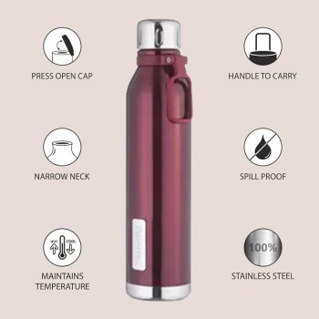 Nouvetta Etihad Double Wall Bottle - Red 750 ml Bottle (Pack of 2, Red, Steel) Nouvetta Etihad Double Wall Bottle - Red 750 ml Bottle (Pack of 2, Red, Steel)