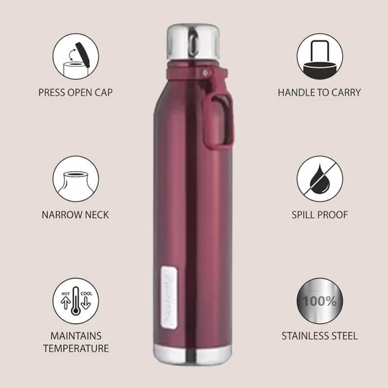 Nouvetta Etihad Double Wall Bottle - Red 750 ml Bottle (Pack of 2, Red, Steel) Nouvetta Etihad Double Wall Bottle - Red 750 ml Bottle (Pack of 2, Red, Steel)