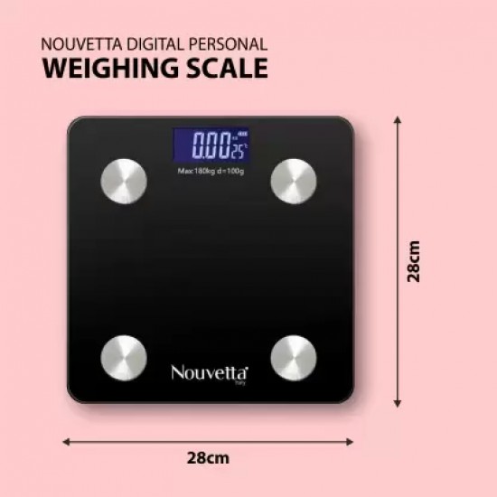 Nouvetta Bluetooth Digital Personal Smart Weighing Scale - Black Weighing Scale  (Black)