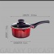 Nouvetta Die Cast Induction Base Non Stick Sauce/Milk Pan with Glass Lid, 16 cm, Thickness 4.5 mm, Red & Black