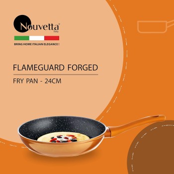 Nouvetta Flame Guard Non-Stick Fry Pan with 2-Way Non-Stick Coating,24 cm, 3.5 mm Thickness(Induction and Gas Stove Compatible), Copper Nouvetta Flame Guard Non-Stick Fry Pan with 2-Way Non-Stick Coating,24 cm, 3.5 mm Thickness(Induction and Gas Stove Compatible), Copper