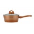 Nouvetta Flame Guard Induction Base Non Stick Sauce/Milk Pan with Glass Lid, 16 cm, Thickness 3.5 mm, Copper