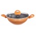 Nouvetta Flame Guard Forged Non Stick Kadhai with Glass Lid (24 cm, 3 Coat, 3.5mm Thickness), Copper