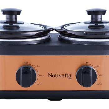 Nouvetta Gourmet Stainless Steel Slow Cooker Twin Pot 240W, 2 X 1.25 Liter (COPPER) Nouvetta Gourmet Stainless Steel Slow Cooker Twin Pot 240W, 2 X 1.25 Liter (COPPER)