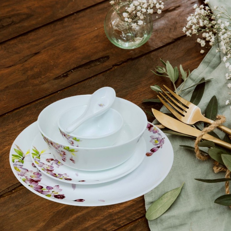 Sanjeev Kapoor 33 PC WHITE CORELLE SHAPE DINNER SET