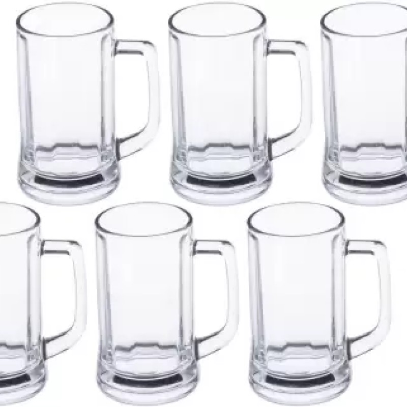SOOGO (Pack of 6) MUNICH BEER MUG SET OF 6 PC 335ML - WITH GIFT BOX Glass Set Beer Mug  (335 ml, Glass, White)