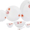 Sanjeev Kapoor Pack of 33 Glass 33 PC WHITE FESTON SHAPE DINNER SET - WITH POLYFOAM GIFT BOX Dinner Set